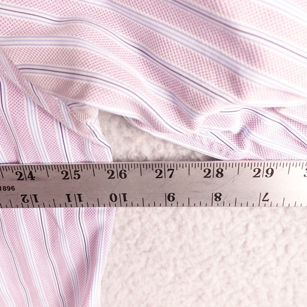Brioni Mens XXL Striped Button Down Shirt Lavender Purple Cotton Made in Italy - Picture 9 of 10